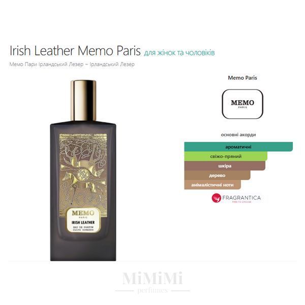 Розпив Memo IRISH LEATHER 3мл &mdash; MiMiMi Perfumes
